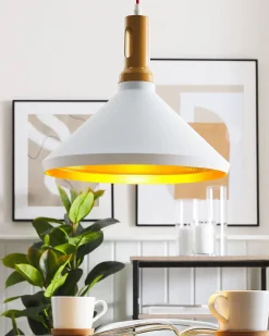 Beliani Lampadario LIARD Metallo Bianco Bianco Oro