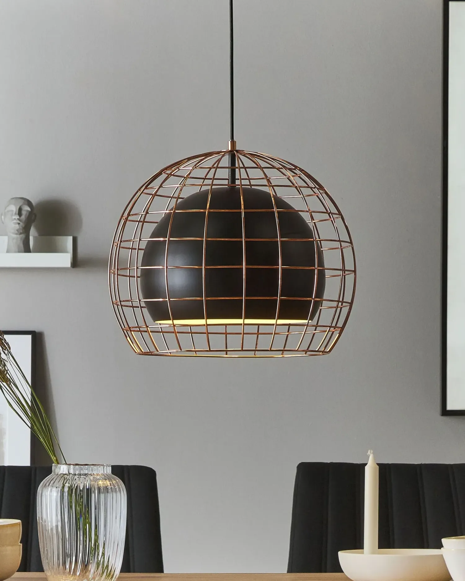 Discount Beliani Lampadario LIRI Metallo Nero Ottone Nero