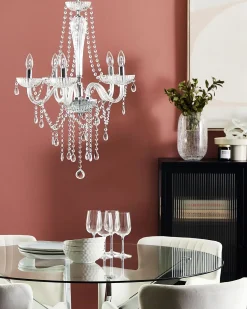 Clearance Beliani Lampadario LOCONE Cristallo Argento Trasparente Argento