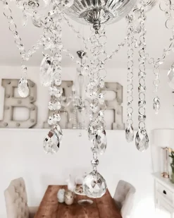 Clearance Beliani Lampadario LOCONE Cristallo Argento Trasparente Argento