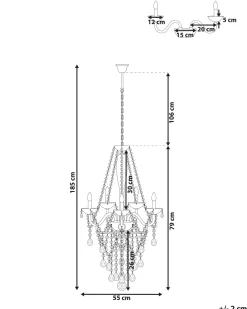 Clearance Beliani Lampadario LOCONE Cristallo Argento Trasparente Argento