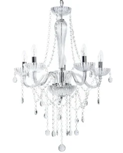 Clearance Beliani Lampadario LOCONE Cristallo Argento Trasparente Argento