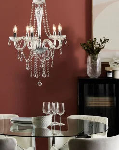 Clearance Beliani Lampadario LOCONE Cristallo Argento Trasparente Argento