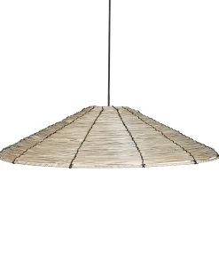 Clearance Beliani Lampadario LUAGAN Vimini Naturale Naturale Nero