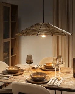 Clearance Beliani Lampadario LUAGAN Vimini Naturale Naturale Nero