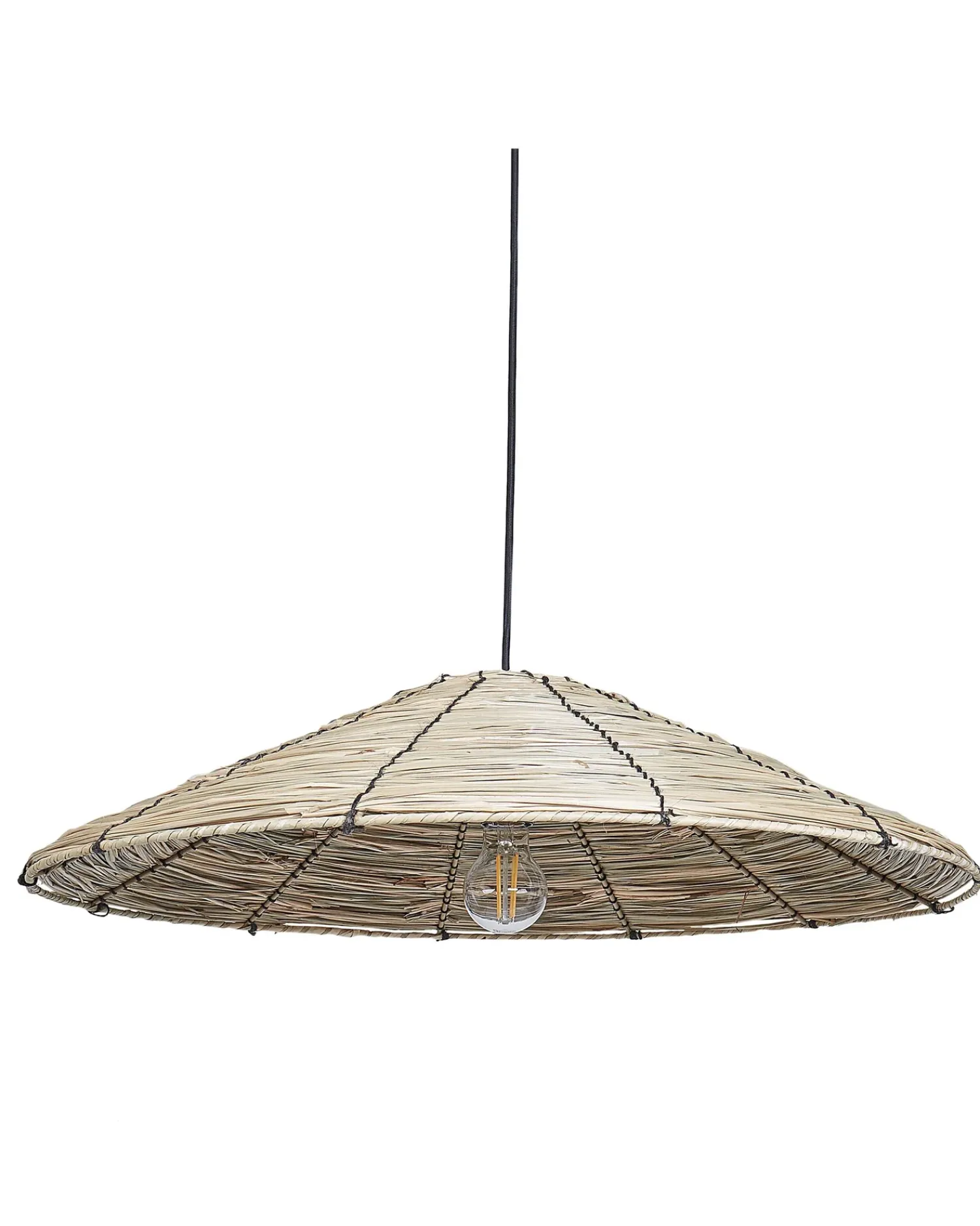 Clearance Beliani Lampadario LUAGAN Vimini Naturale Naturale Nero