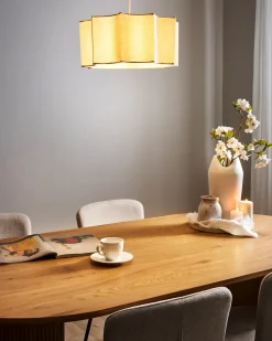 New Beliani Lampadario LUENHA Metallo Beige Bianco Beige