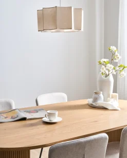 New Beliani Lampadario LUENHA Metallo Beige Bianco Beige