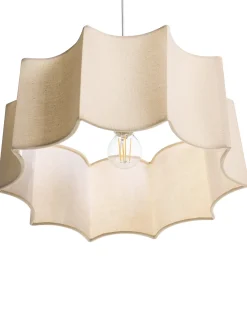 New Beliani Lampadario LUENHA Metallo Beige Bianco Beige