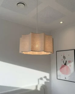 New Beliani Lampadario LUENHA Metallo Beige Bianco Beige