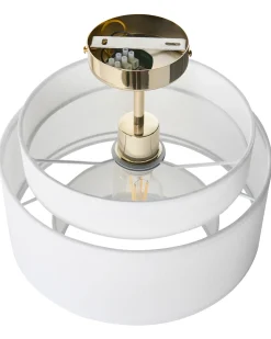 Sale Beliani Lampadario LUKAGO Lino Bianco sporco Bianco Oro
