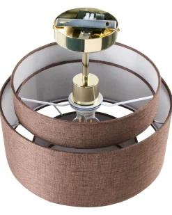 Sale Beliani Lampadario LUKAGO Lino Marrone Marrone Oro