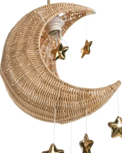 Discount Beliani Lampadario Luna ORCHON Rattan Naturale Bianco Naturale Oro