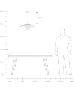 New Beliani Lampadario LUNGA Metallo Bianco Bianco Beige