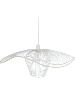 New Beliani Lampadario LUNGA Metallo Bianco Bianco Beige