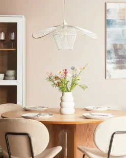 New Beliani Lampadario LUNGA Metallo Bianco Bianco Beige