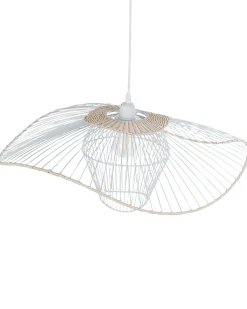 New Beliani Lampadario LUNGA Metallo Bianco Bianco Beige