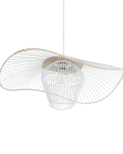 New Beliani Lampadario LUNGA Metallo Bianco Bianco Beige