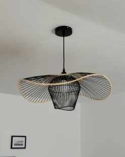 Sale Beliani Lampadario LUNGA Metallo Nero Beige Nero