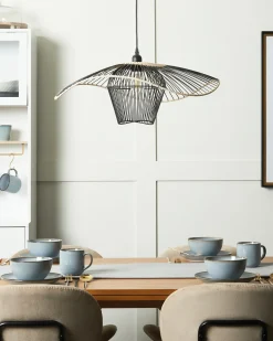 Sale Beliani Lampadario LUNGA Metallo Nero Beige Nero