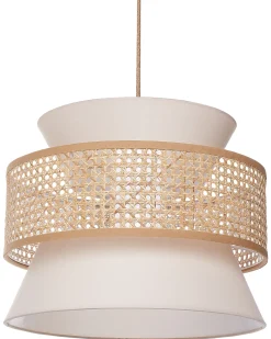 Beliani Lampadario LUYANO Rattan Beige Beige Naturale