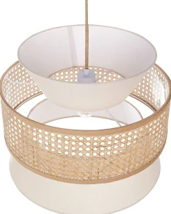 Beliani Lampadario LUYANO Rattan Beige Beige Naturale