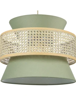 Discount Beliani Lampadario LUYANO Rattan Verde chiaro Naturale Verde