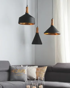 Beliani Lampadario MACKENZIE Metallo Nero Oro Nero