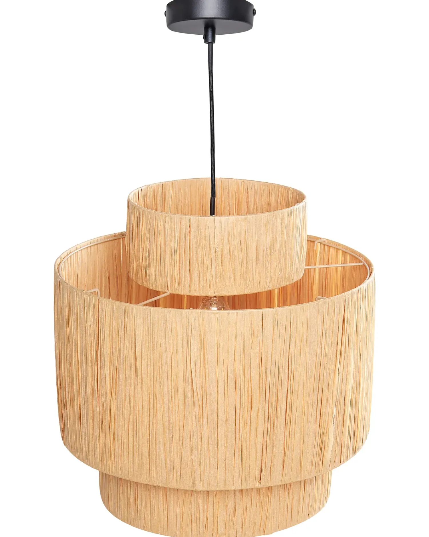 Beliani Lampadario MAGECH Vimini Naturale Beige Naturale Nero