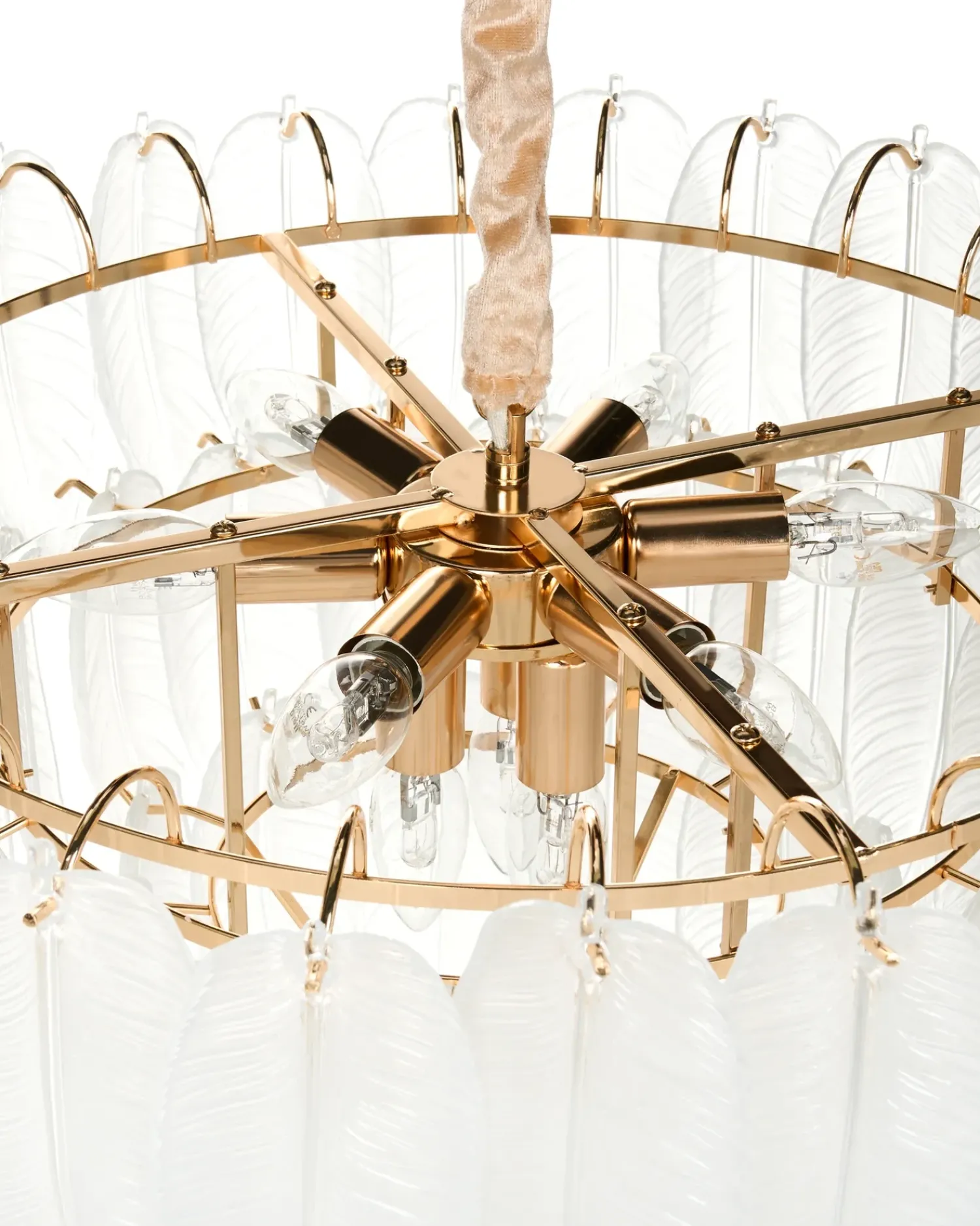 Best Beliani Lampadario MAHAICA Vetro Ottone Oro Trasparente