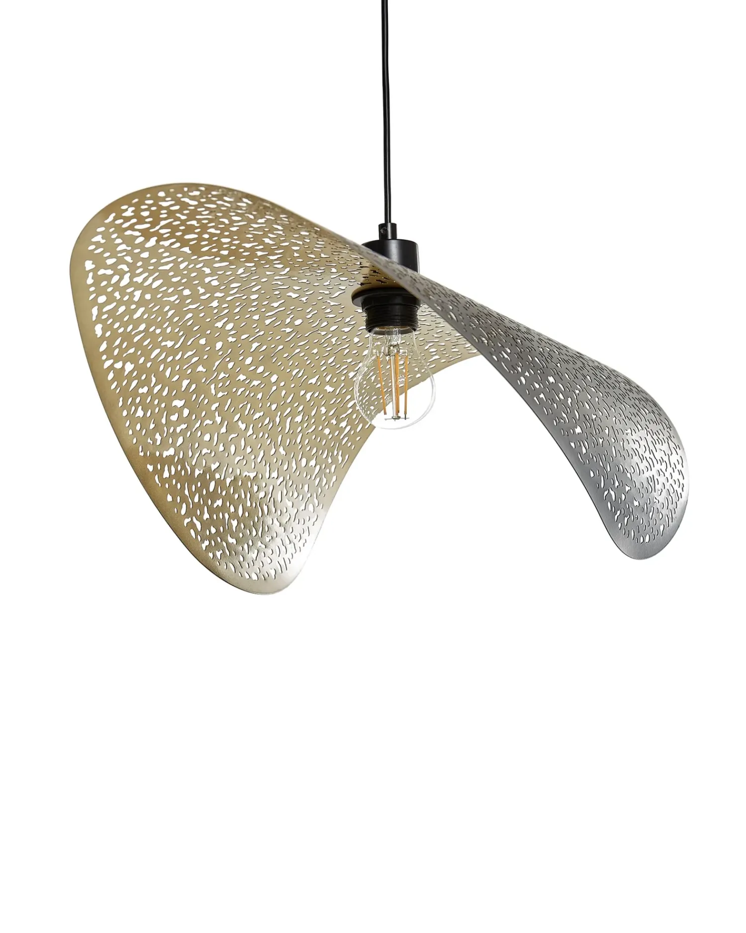 Beliani Lampadario MAHI Metallo Nero Nero Oro