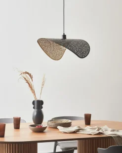 Beliani Lampadario MAHI Metallo Nero Nero Oro