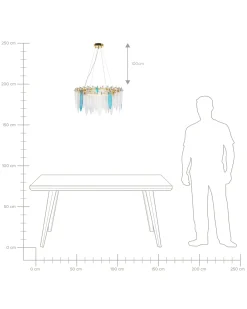 Beliani Lampadario MALACCA Vetro Multicolore Bianco Blu Multicolore Oro