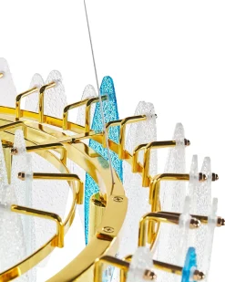 Beliani Lampadario MALACCA Vetro Multicolore Bianco Blu Multicolore Oro