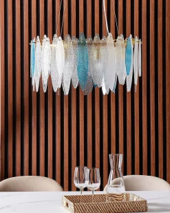 Beliani Lampadario MALACCA Vetro Multicolore Bianco Blu Multicolore Oro
