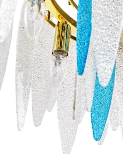 Beliani Lampadario MALACCA Vetro Multicolore Bianco Blu Multicolore Oro