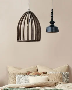 Outlet Beliani Lampadario MANAIR Legno di mango scuro Marrone