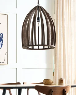 Outlet Beliani Lampadario MANAIR Legno di mango scuro Marrone
