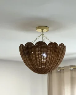 Discount Beliani Lampadario MANDEKAL Rattan Naturale Naturale Oro