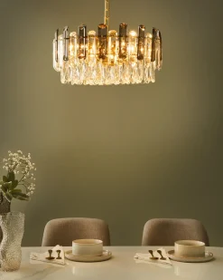 Discount Beliani Lampadario MANTARO Vetro Oro Oro Trasparente
