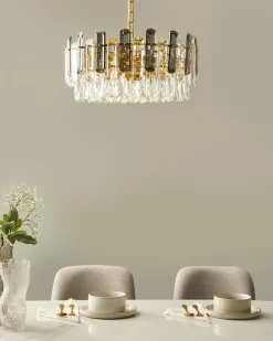 Discount Beliani Lampadario MANTARO Vetro Oro Oro Trasparente