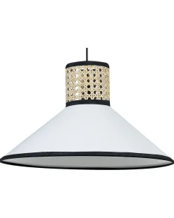 Beliani Lampadario MANTUA Rattan Bianco Bianco Naturale Nero
