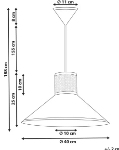 Beliani Lampadario MANTUA Rattan Bianco Bianco Naturale Nero