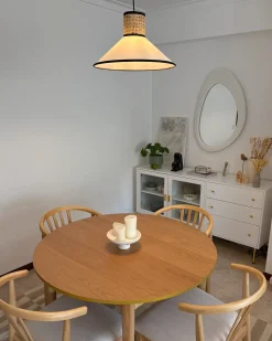 Beliani Lampadario MANTUA Rattan Bianco Bianco Naturale Nero