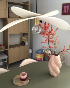New Beliani Lampadario MASCOTA Lino Beige Beige Oro