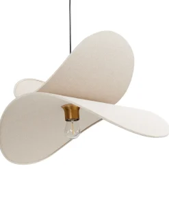 New Beliani Lampadario MASCOTA Lino Beige Beige Oro