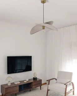 Beliani Lampadario MASCOTA Lino Grigio chiaro Oro Grigio
