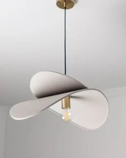 Beliani Lampadario MASCOTA Lino Grigio chiaro Oro Grigio