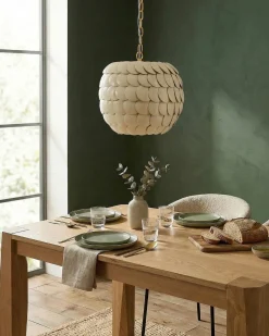 Outlet Beliani Lampadario MASKELIYA Guscio di cocco Beige Beige Oro