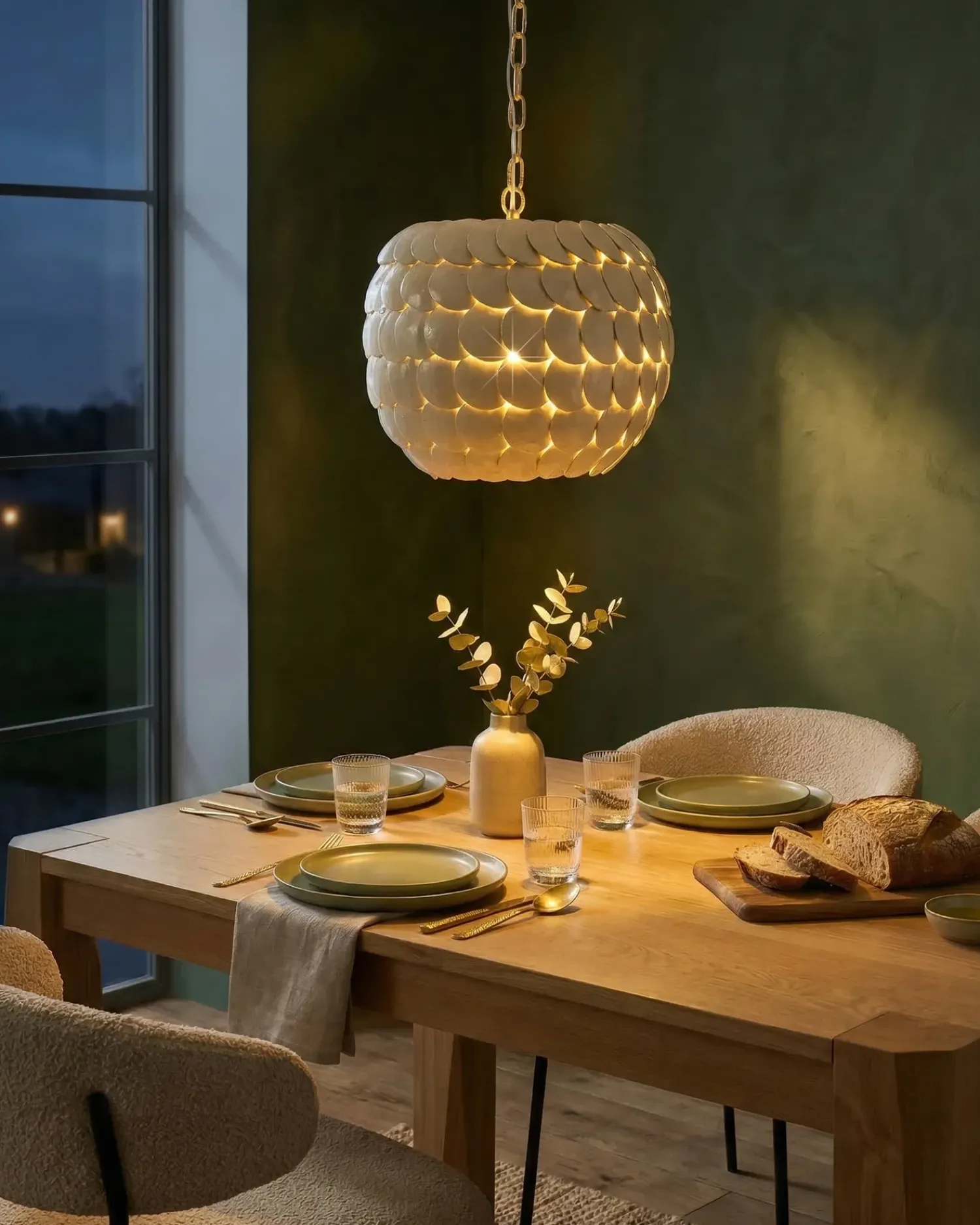 Outlet Beliani Lampadario MASKELIYA Guscio di cocco Beige Beige Oro